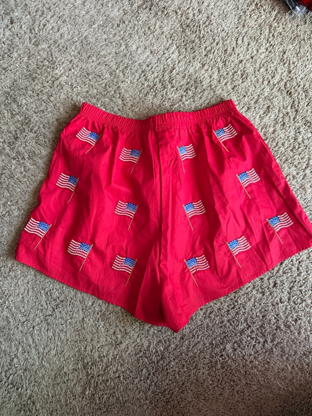 Women's Red Flag Print Shorts